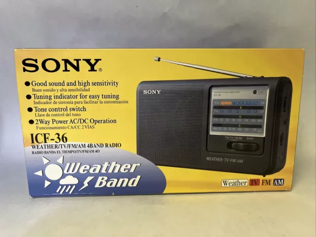 Sony ICF-36 Portable Radio Weather/TV/AM/FM 4-Band Weather Band New Ships Free