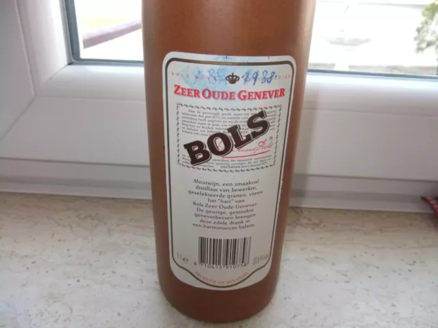 leere Steingut Flasche Bols 1ltr. 2