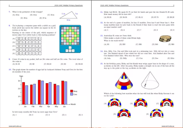 AMC Exam Past Paper Australian Mathematic Competition Yr3/4 with Answer 3