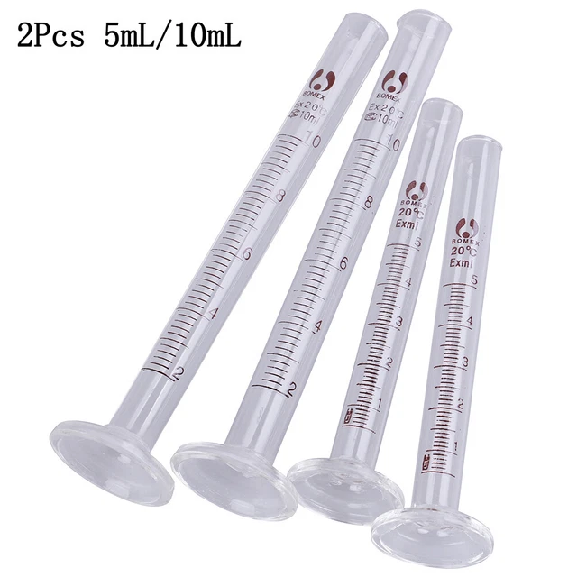 2Pcs 5ml/10ml glass measuring cylinder,laboratory graduated cylinders TECAJ_s-ml