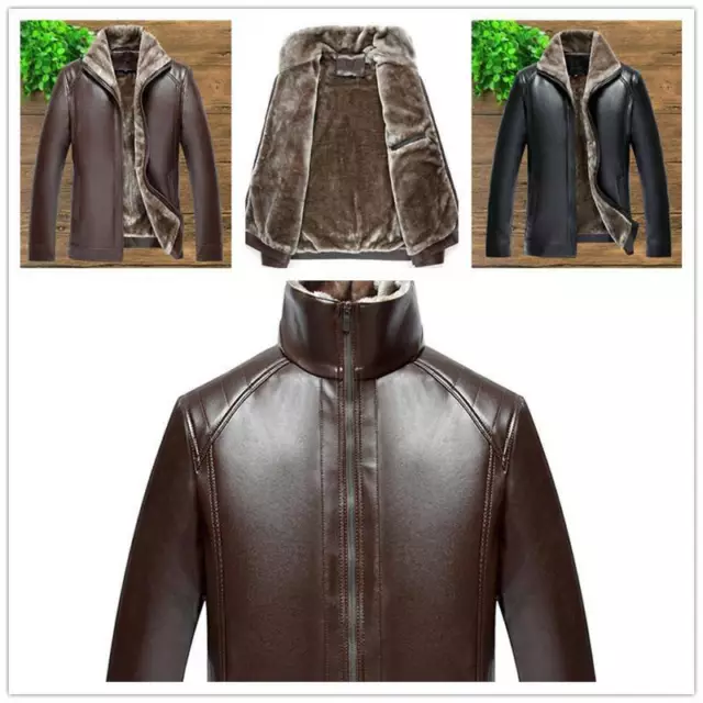 Lamb Coat Fashion Leather Men Cowboy Jacket Fur Lined Warm Winter Thick Overcoat