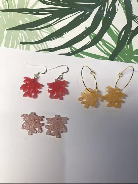 Coral Reef Earrings Free P&P Resin and Sterling silver.  Seaside Beach Holiday 2
