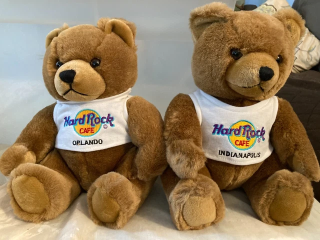 2 Hard Rock Cafe collectible bears brown 9" Orlando & Indianapolis