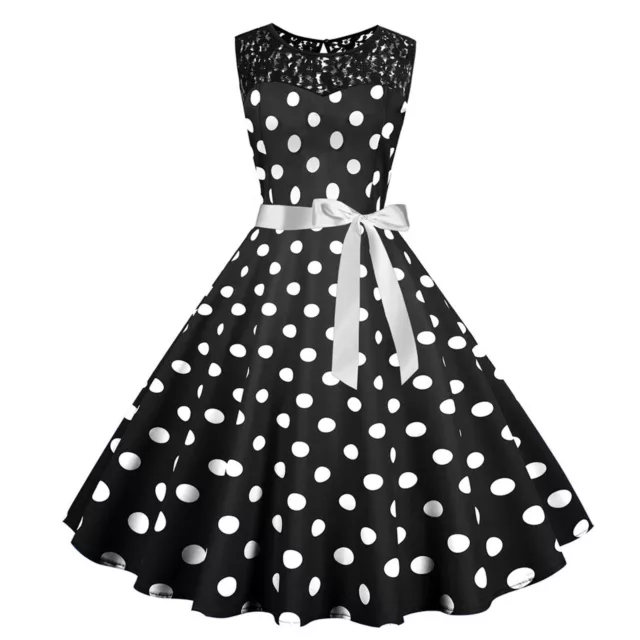 Kleid Gelb Damen 1950er Jahre Vintage Swing Kleid Dots Lace Cocktail Prom Party