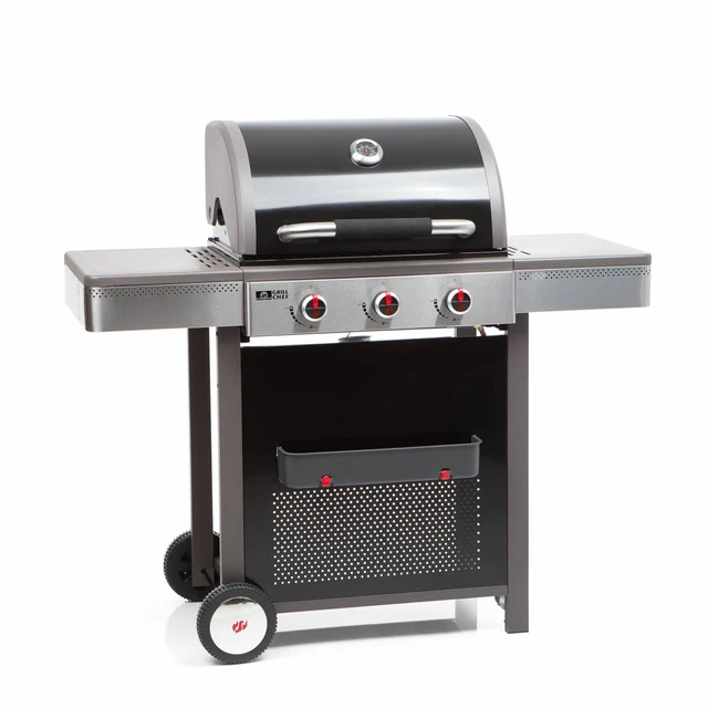 Landmann Gasgrill 3x3,6 kW Deckelthermometer Grillrost aus Gusseisen Abstellfach