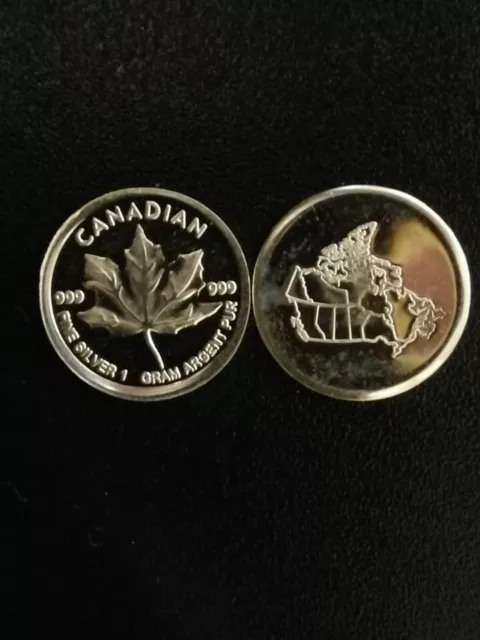 1 Gram 999 Pure Silver Coin, Canadian Maple Leaf Bullion