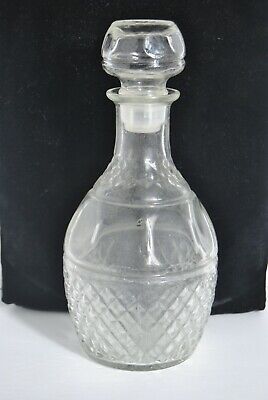 Botella decantadora de licor de vino de vidrio grabado vintage Crown Royal corona emblema real