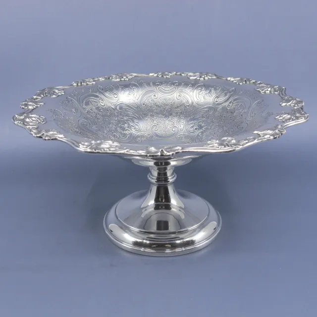 BARKER ELLIS Antique c1912 Silverplate 8 3/4" Compote Pedestal Footed Bowl Grape