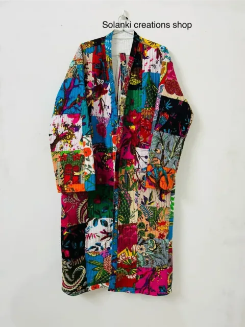 Abrigo de kimono acolchado estilo Boho Patchwork, chaqueta larga de algodón...