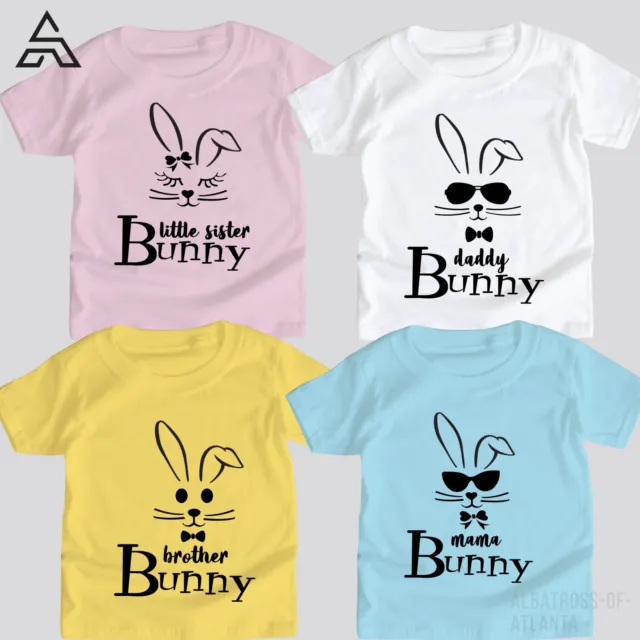 T-SHIRT (1032) PERSONALISIERT Little Sister Daddy Brother Mama Happy Bunny T-Shirt