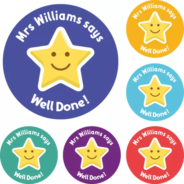 144 Personalised Well Done Star Reward Stickers for School Teachers, Parents (30