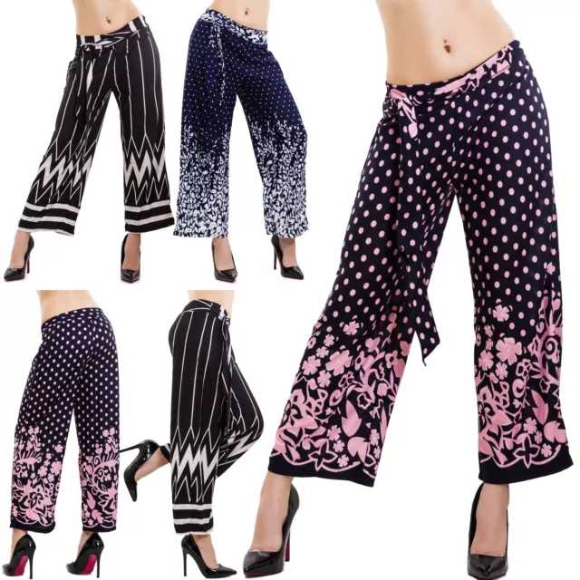 Pantaloni donna crop pants capri fantasia eleganti lacci palazzo sexy 32809-44