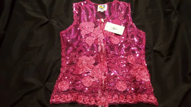 Royal Highness Equestrian Sequin Show Stopper Vest - Fuchsia - Size M - New