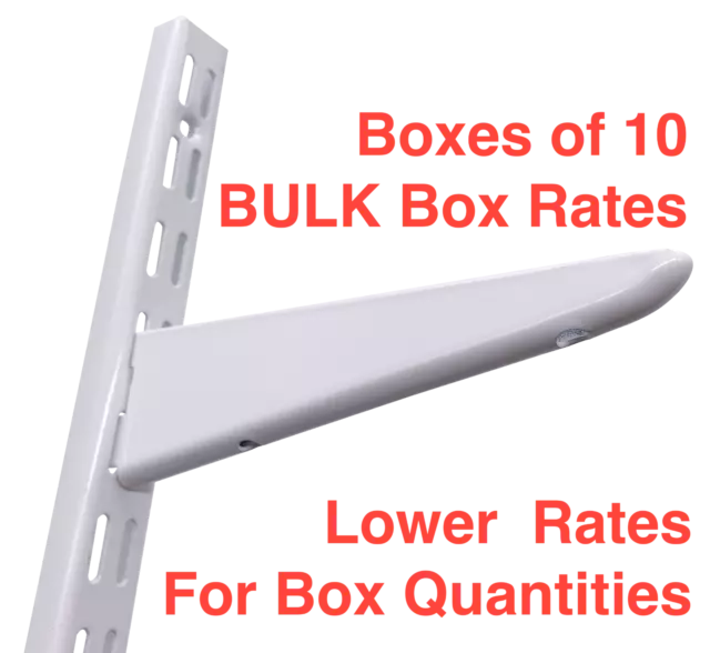 Twin Slot Shelving White UK System Wall Upright Bracket Adjustable BULK BOXs 10s