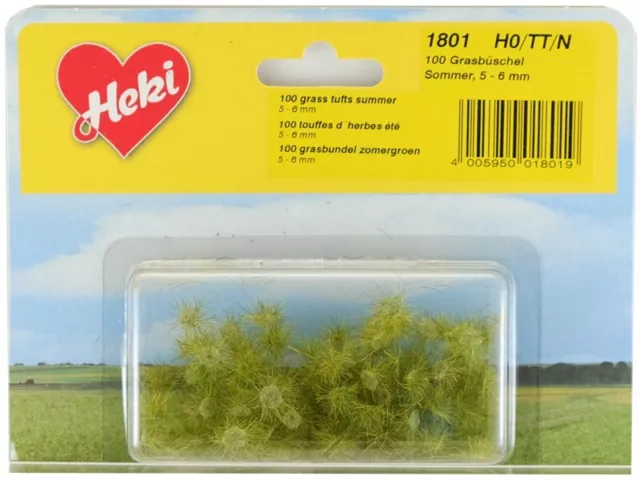 HEKI 1801 - 100 touffes d'herbe vert d'été 5 - 6 mm échelle HO / N