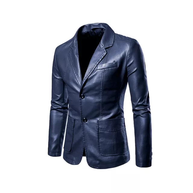 Blue Leather Blazer for Men Soft Leather Jacket Genuine Lambskin Leather NFS-060