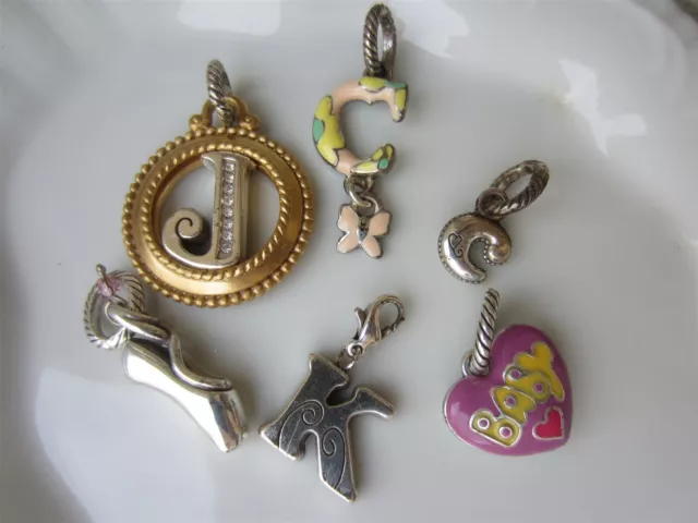 BRIGHTON CHARM Pendant LOT Letters J C K Ballerina Dance Shoe & Baby Heart