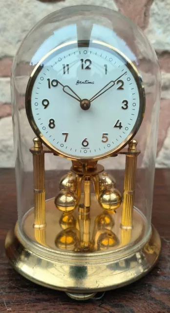 small Vintage Bentima 400-Day Torsion Clock German Anniversary Mantel Clock 1970