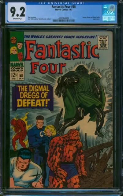 Fantastic Four #58 🌟 CGC 9.2 🌟 DOCTOR DOOM + Silver Surfer App! Dr Marvel 1967