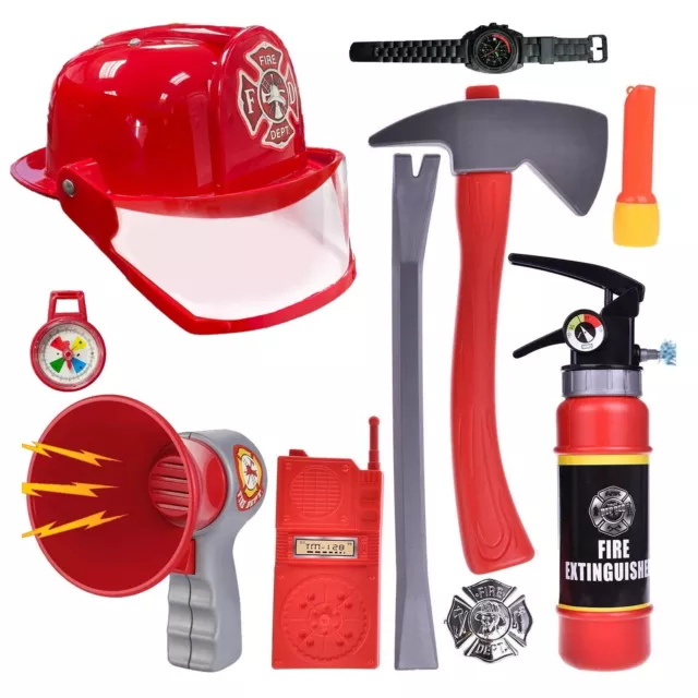 Liberty Imports 10 PCs Fireman Gear Firefighter Costume Role Play Dress Up St...