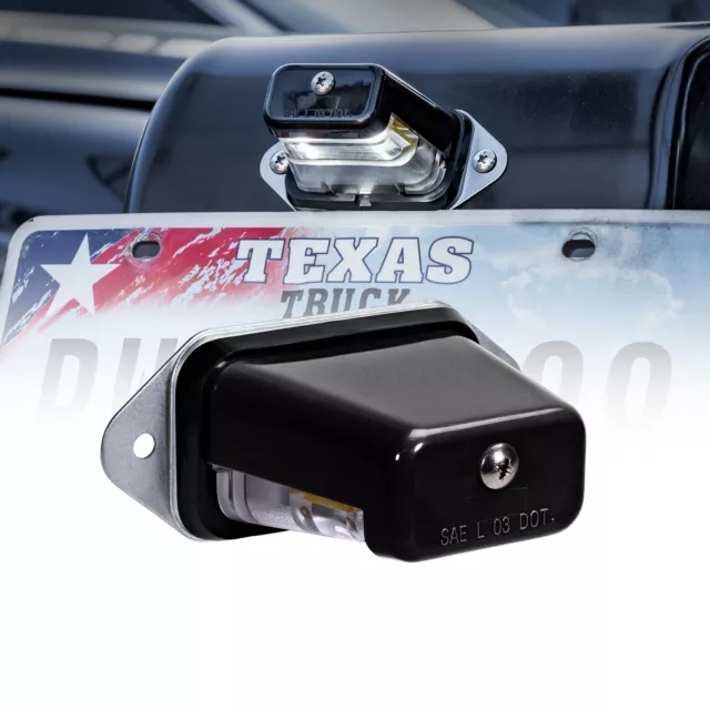 Black 12V DC Surface-Mount DOT LED License Plate Light for Trailer UTV ATV Truck