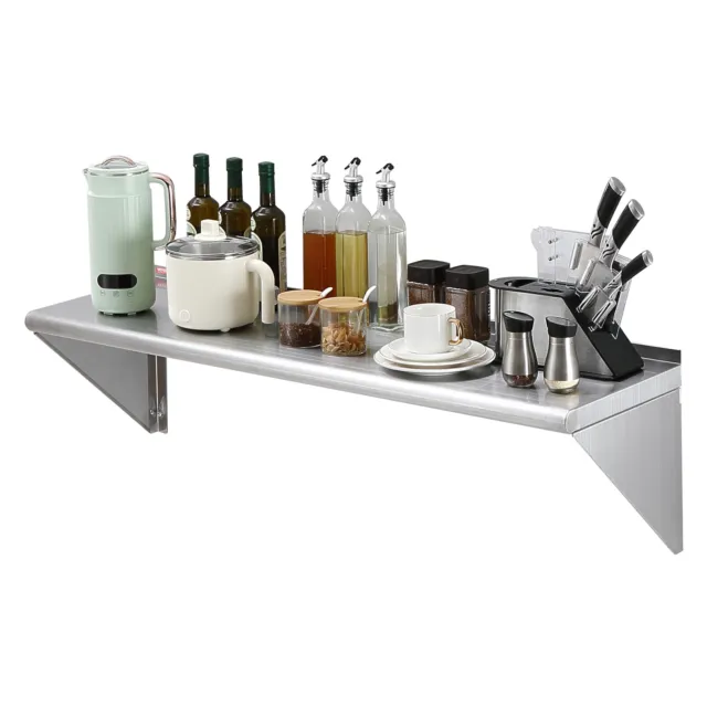VEVOR 48" x 14" Stainless Steel Wall Mounted Shelf Kitchen Restaurant Shelving