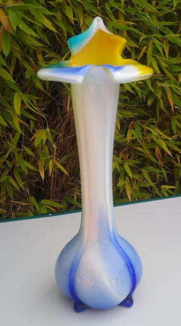 Murano Vintage Blown Glass Tall 12 Inch Jack-in-pulpit Vase Very Unique