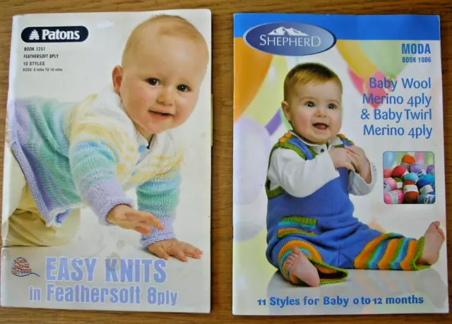2 x Knitting Pattern Books - EASY KNITS & STYLES FOR BABY - 0-18Mths in 4 &8 Ply