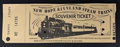 1980's New Hope & Ivyland Steam Trains Souvenir Ticket - Historic Bucks County