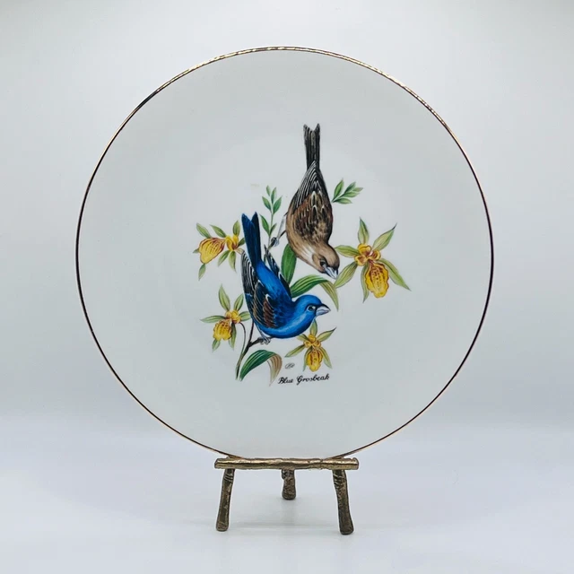 Vintage Bareuther Waldsassen Bavaria Germany 'Blue Grosbeak' Bird  Plate