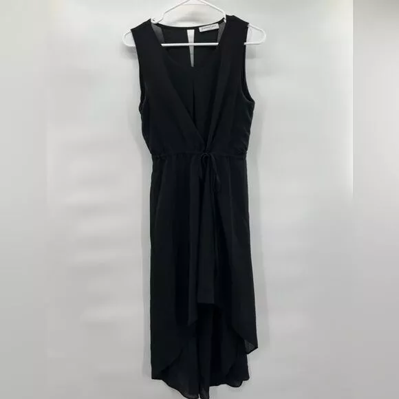 Alice + Olivia black dress with exposed back spaghetti straps hi low size L