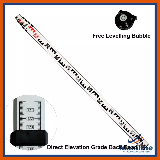5 Meter 5 Sections Aluminium Staff Staves for Dumpy Level Rotary Laser Level