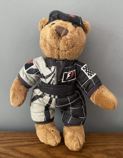 Mascotte orsacchiotto da corsa Formula 1 vestita con tuta e cappello F1 8,5"  ️