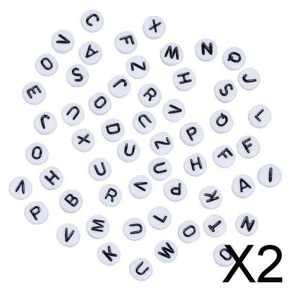 2X 200 pcs perles acryliques colorées charme alphabet lettre perle diy bijoux 2
