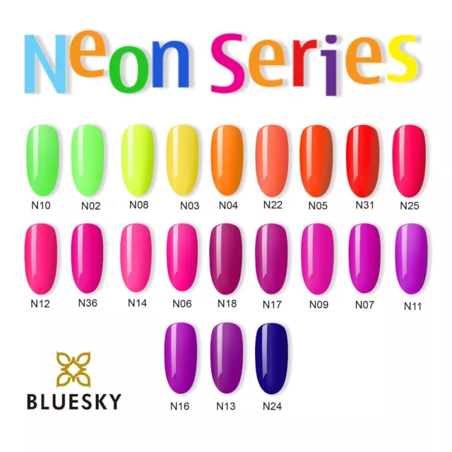 Pick ANY 1x Bluesky Soak Off Gel Nail Polish NEON COLLECTION Needs Lamp To Cure