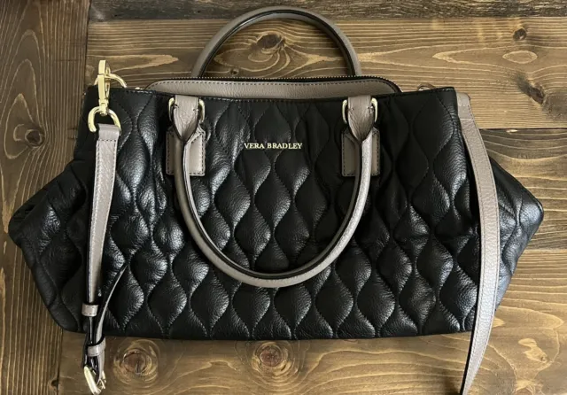 Vera Bradley Purse large Black Quilted Leather shoulder bag