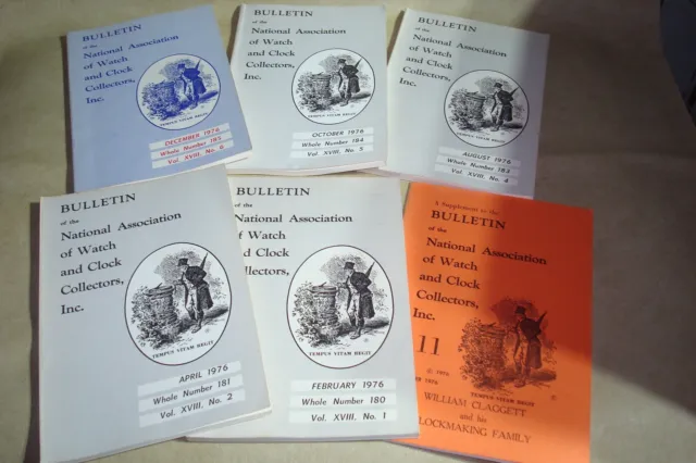 NAWCC Bulletins, lot of 6, all 1976 including Supplement