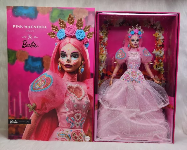 Barbie Signature Dia de Muertos 2023 dolls: Barbie, Ken and Barbie Designer  Dia de Muertos by Pink Magnolia doll 