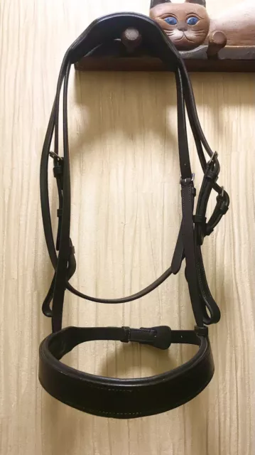 Brown Leather Pony Padded Hunter Comfort Bridle , No Browband