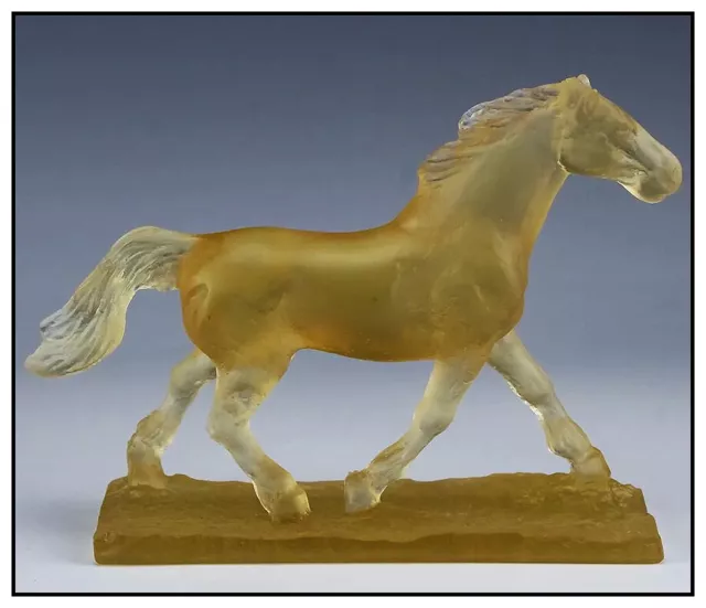 Jean Francois Leroy Daum Pate De Verre Glass Sculpture Signed Horse Trotter Art