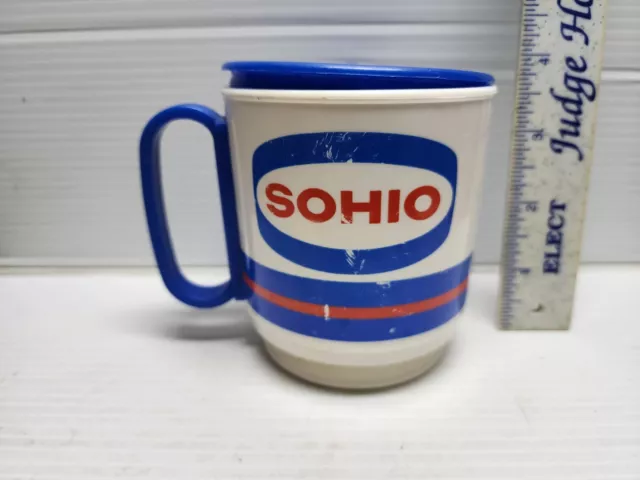 Vintage Sohio Gas Station Oil Gasoline Giveaway Plastic Coffee Travel Mug