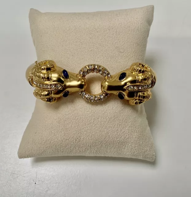 J. Crew Gold Pave Crystal Double Ram Head Bracelet