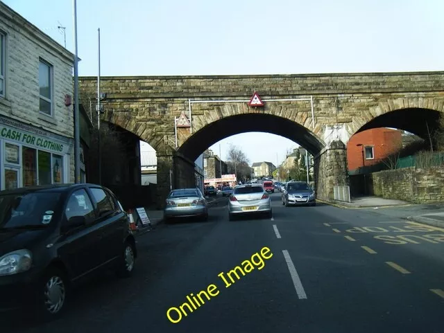 Photo 6x4 A680 Whalley Road passes under railway viaduct Accrington  c2013