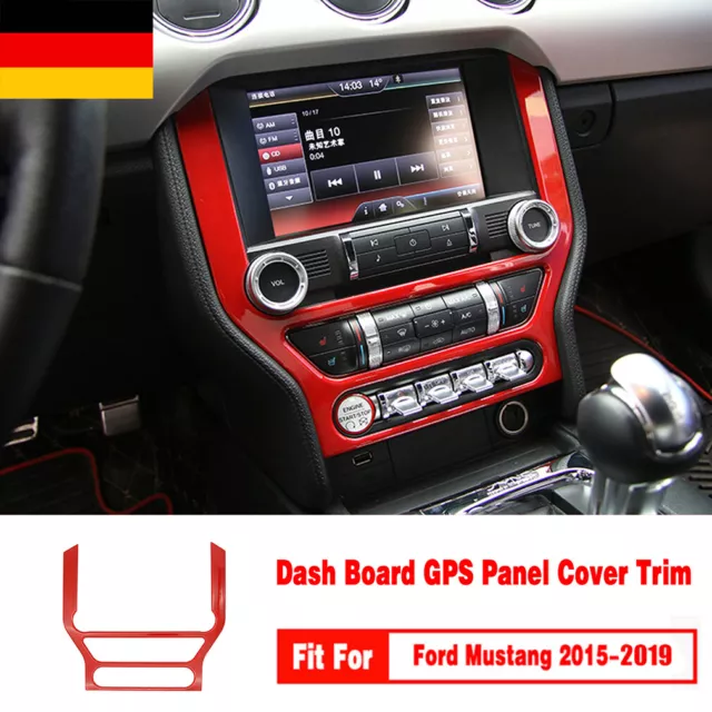DE Rot GPS Navigation Panel Abdeckung Rahmen Rand Zubehör Für Ford Mustang 15-19