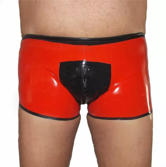 Gummi Latex Rubber Men's Shorts Rot Panty Pants Ganzanzug Catsuit Kostüm