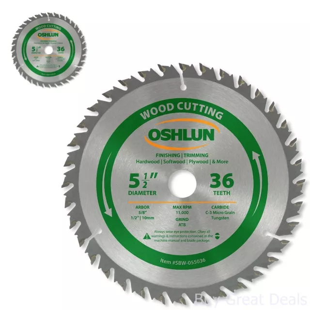 Oshlun SBW-055036 Circular Saw Blades 5-1/2 Inch Tooth ATB Finishing and Saw