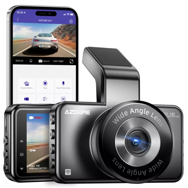 AZDOME HD1080P Dashcam WIFI APP 3"Screen DVR Video Recorder for Car Night Vision