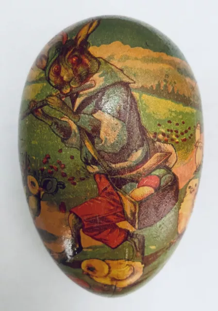Rare Antique Double Sided German Paper Mache Rabbit Easter Egg Candy Container