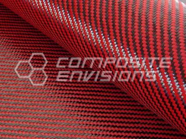 Carbon Fiber/Red Aramid Fabric 2x2 Twill 3k 50"/127cm 5.5oz/186gsm