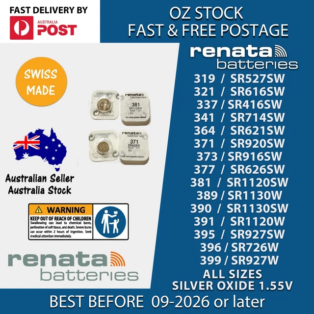 Batteria Orologio Renata 373/SR916SW 1.5V - Prodotto Svizzero, Lunga Durata, Senza Mercurio